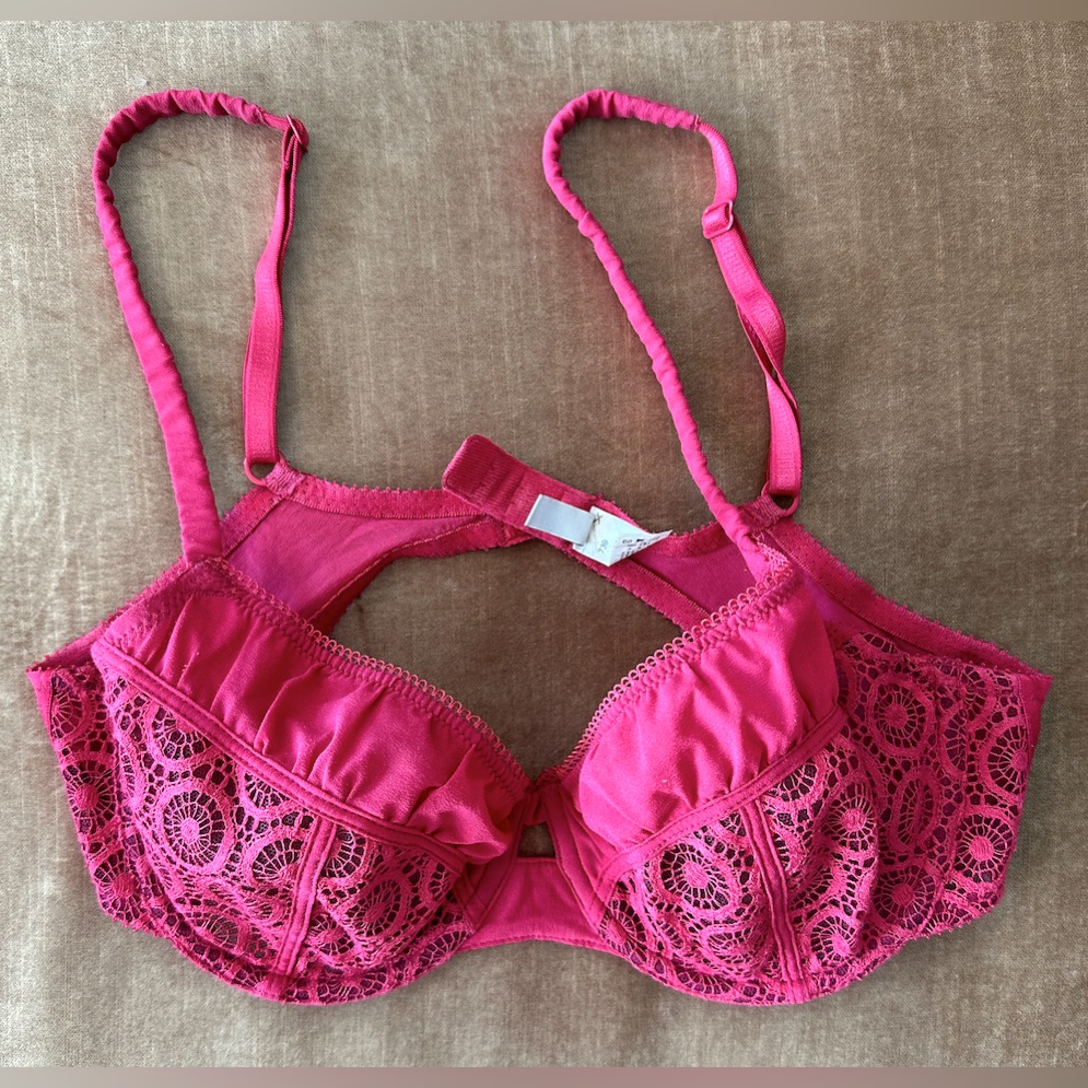 Vintage 1990 Lace Bra Chantelle 34c Great Condition Like New Soft Dusty Win Red